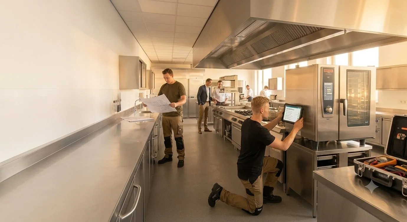 Professionele horecakeuken met RVS-apparatuur