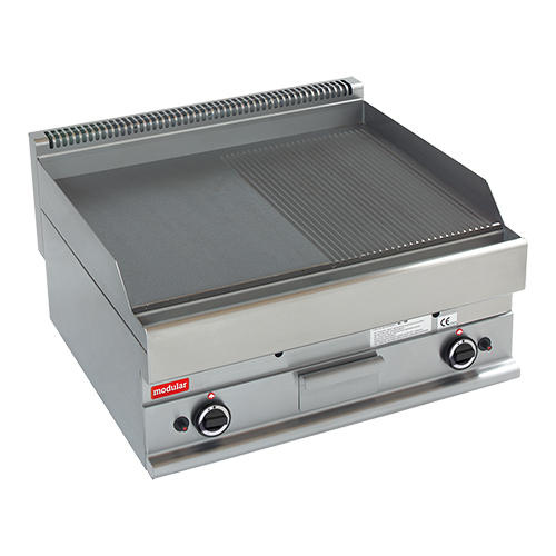 Modular 650 Gas Bak/Grillplaat 1/2 glad 1/2 gegroefd