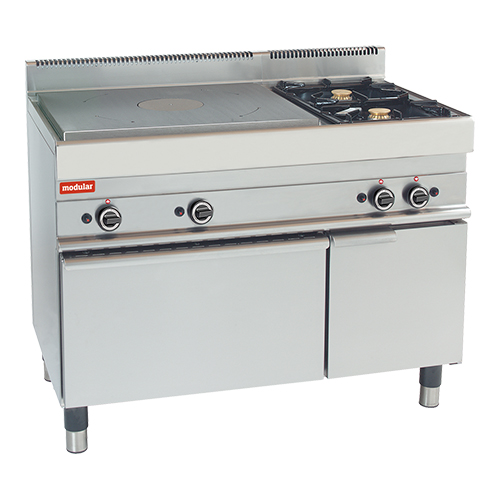 Modular 650 Gasplatenfornuis met 2 extra branders oven en kast