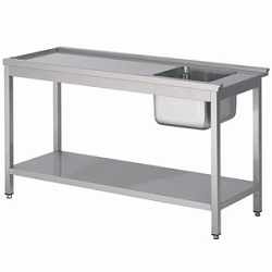 Combisteel Aanvoertafel 70 (l) cm met bodemschap de tafel zit links van de machine