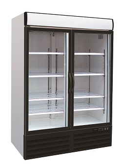 Combisteel Vrieskast 1079 liter met 2 glasdeuren zwart  - Side by Side