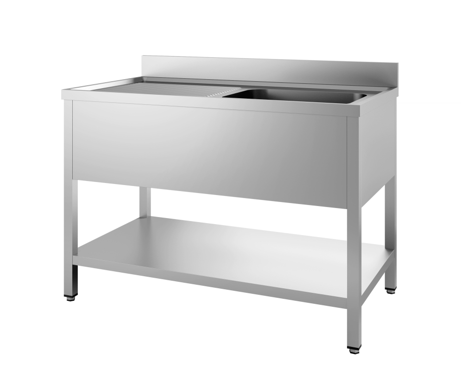 Combisteel Spoeltafel 120(l) cm met bodemschap en spoelbak rechts demontabel
