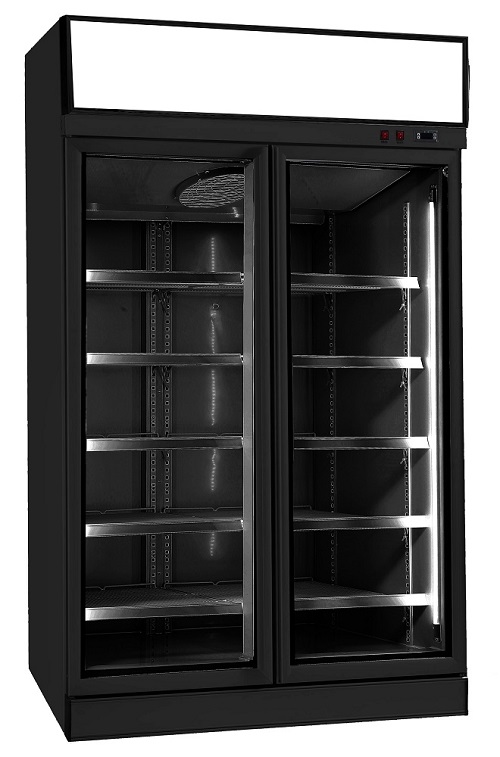 Combisteel Vrieskast 960 liter met 2 glasdeuren zwart