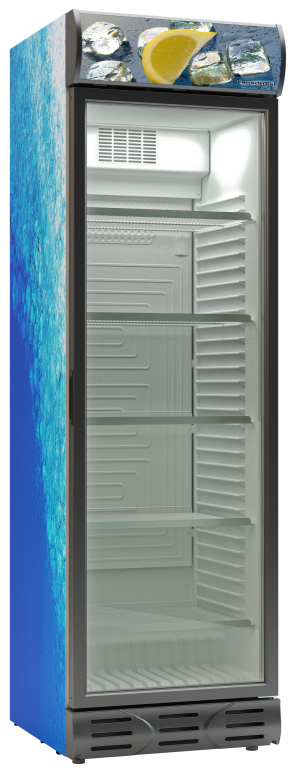 Combisteel Geventileerde glasdeur koelkast 382 liter met 5 roosters deur slot en verlichting