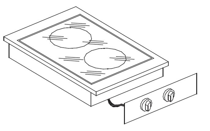 Combisteel Drop-in Keramische Kookunit met 2 kookzone's 1x Ø 18 cm en 1x Ø 23 cm - 38 x 53,7 cm