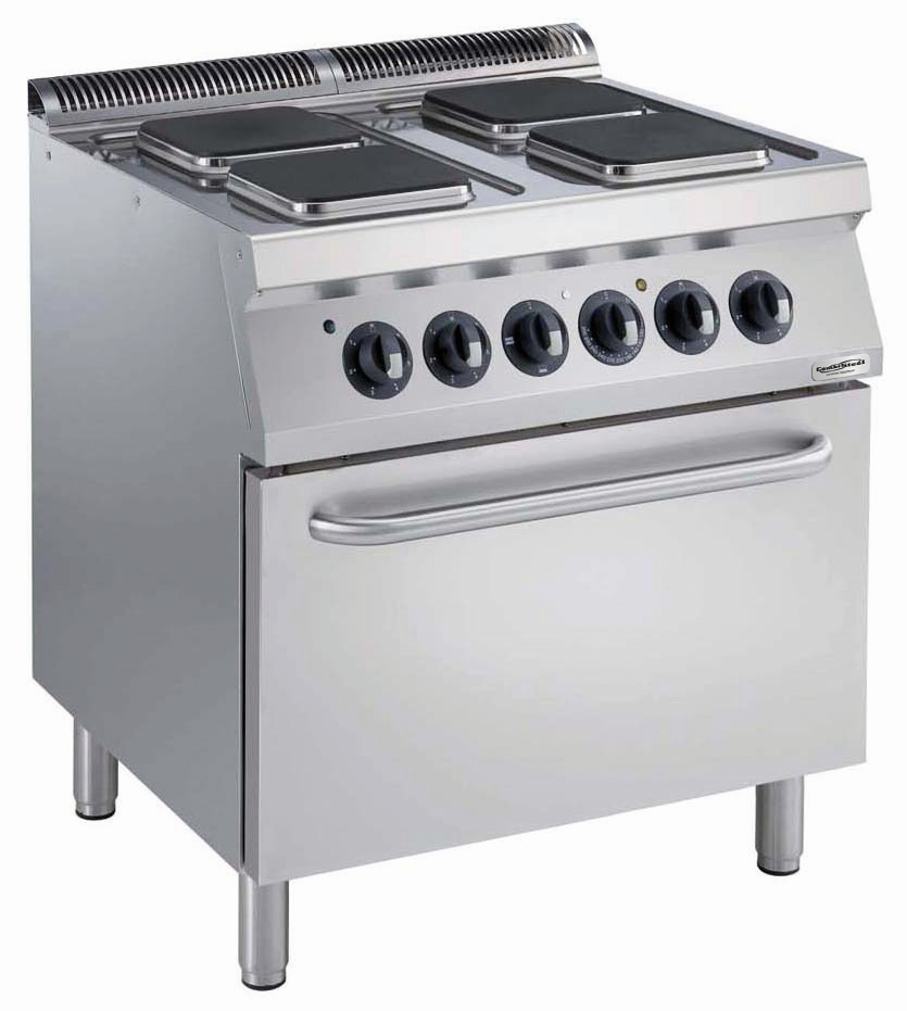 Combisteel Elektrisch Fornuis met elektrische oven en 4 gladde vierkante kookplaten 4x 23x23 cm - PRO Line 700