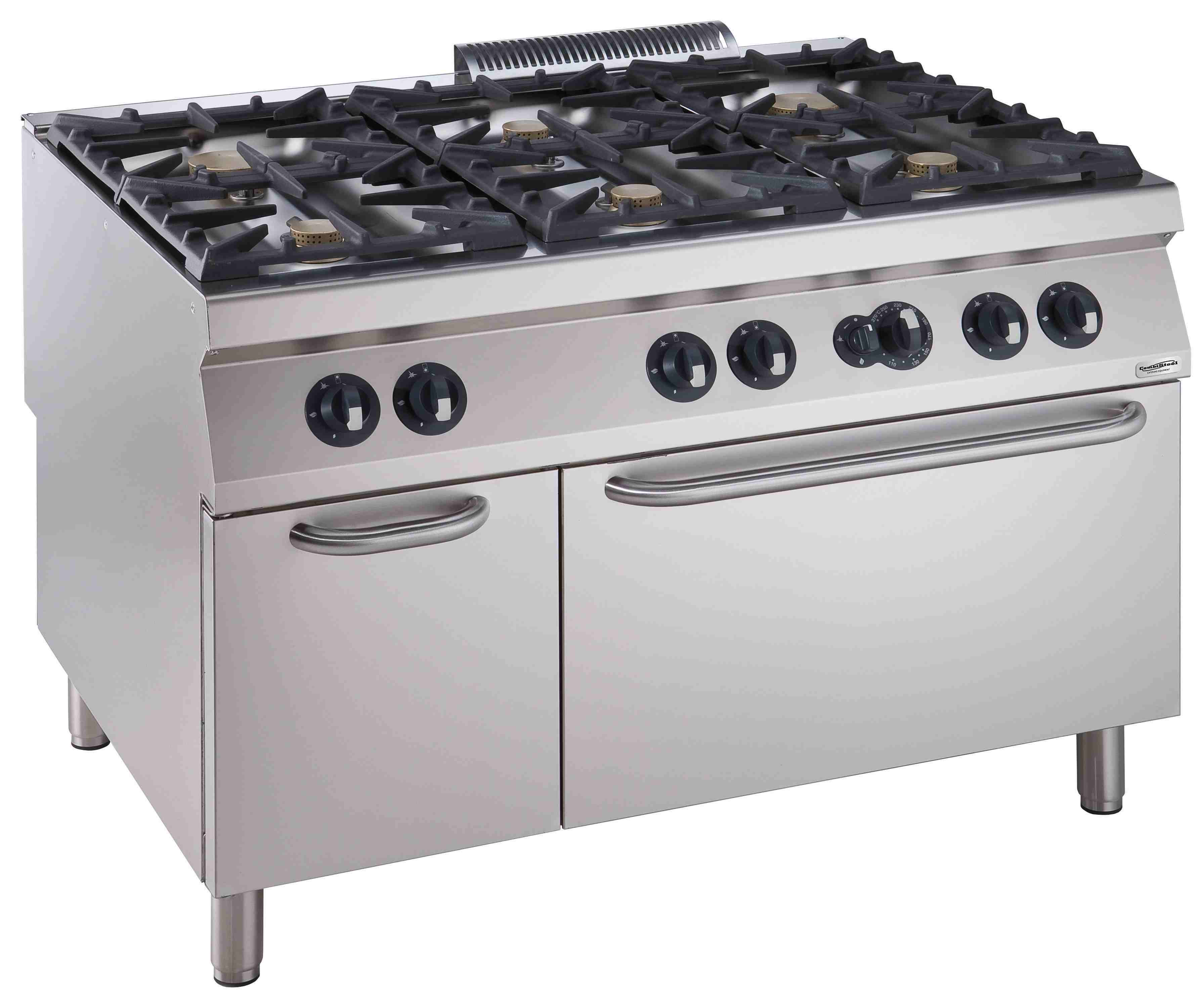 Combisteel Gasfornuis met 6 branders met gas oven - PRO Line 900