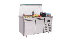 Combisteel Saladette met 2 deuren en glasopstand