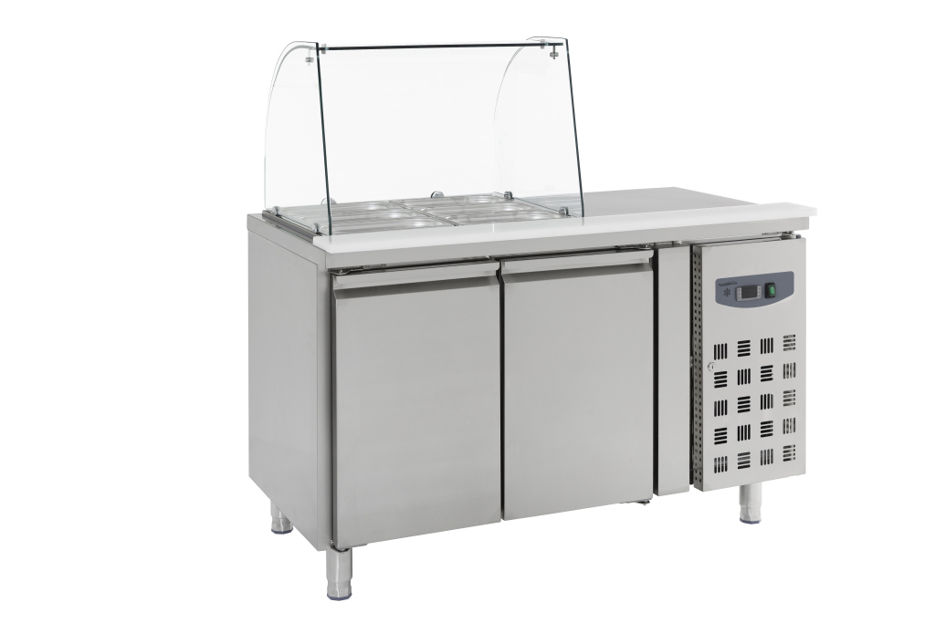 Combisteel Koelwerkbank 314 liter met 2 deuren en glasopstand