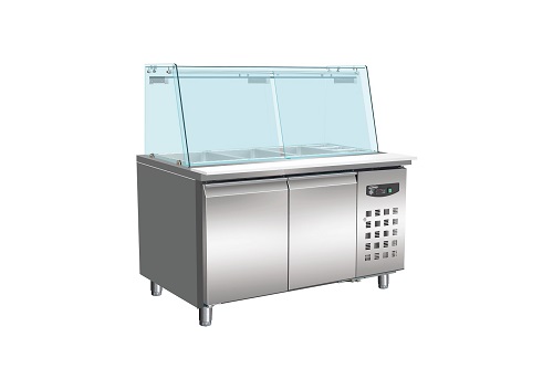 Combisteel Koelwerkbank 428 liter met 2 deuren en glasopstand