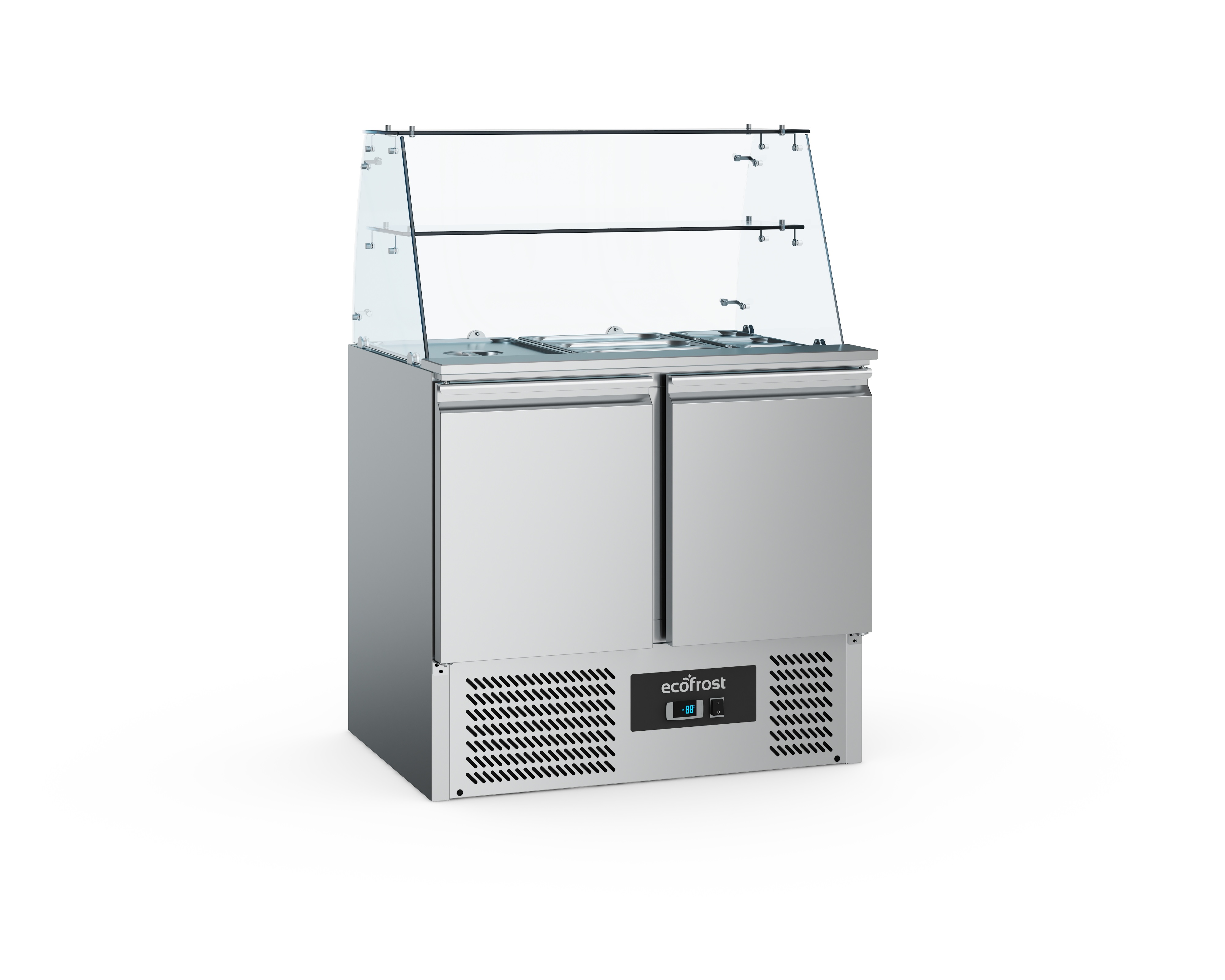 Ecofrost Saladette met glasopstand 240 liter met 2 deuren en onderkoeling