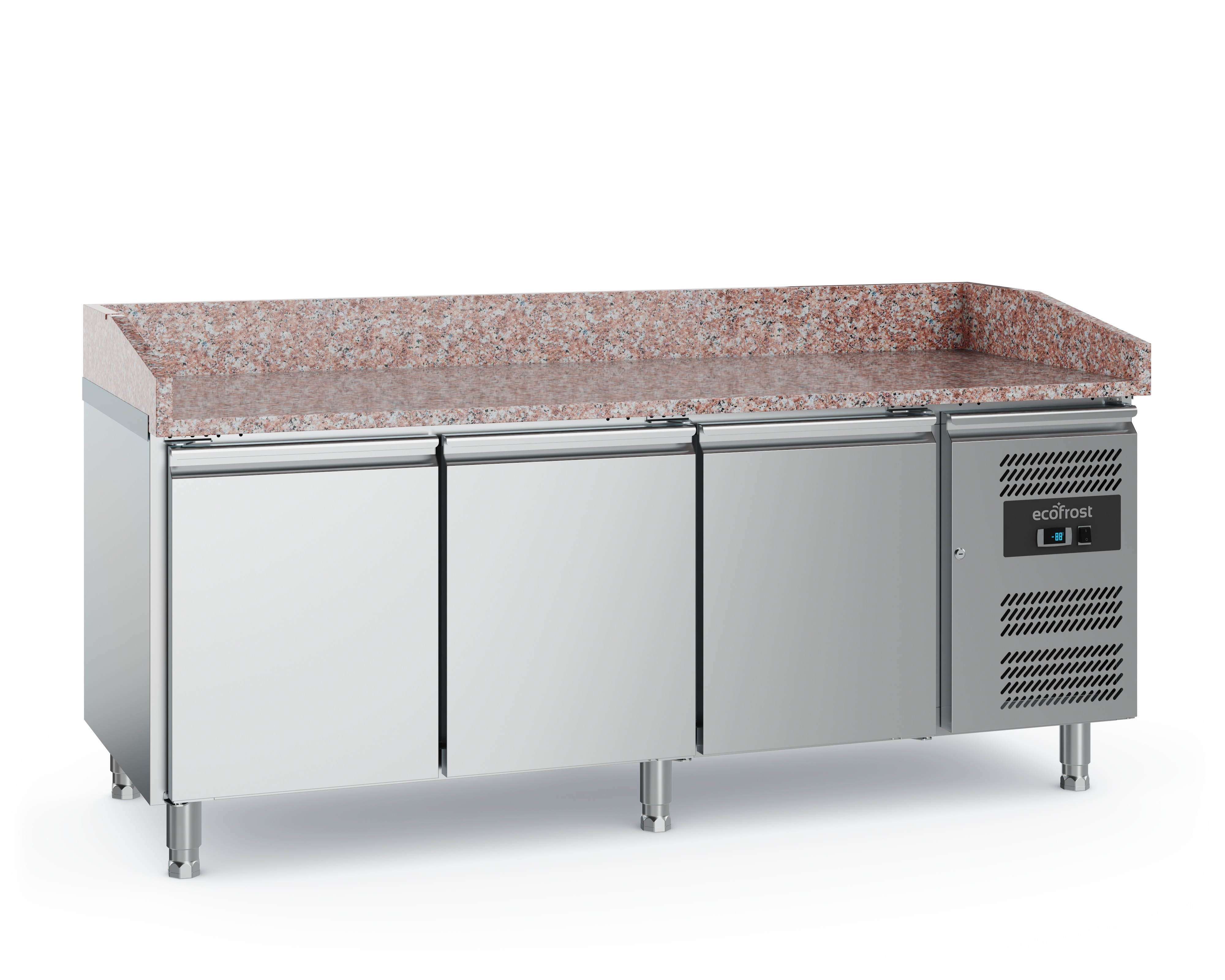 Ecofrost Pizzawerkbank 580 liter met 3 deuren en zijkoeling