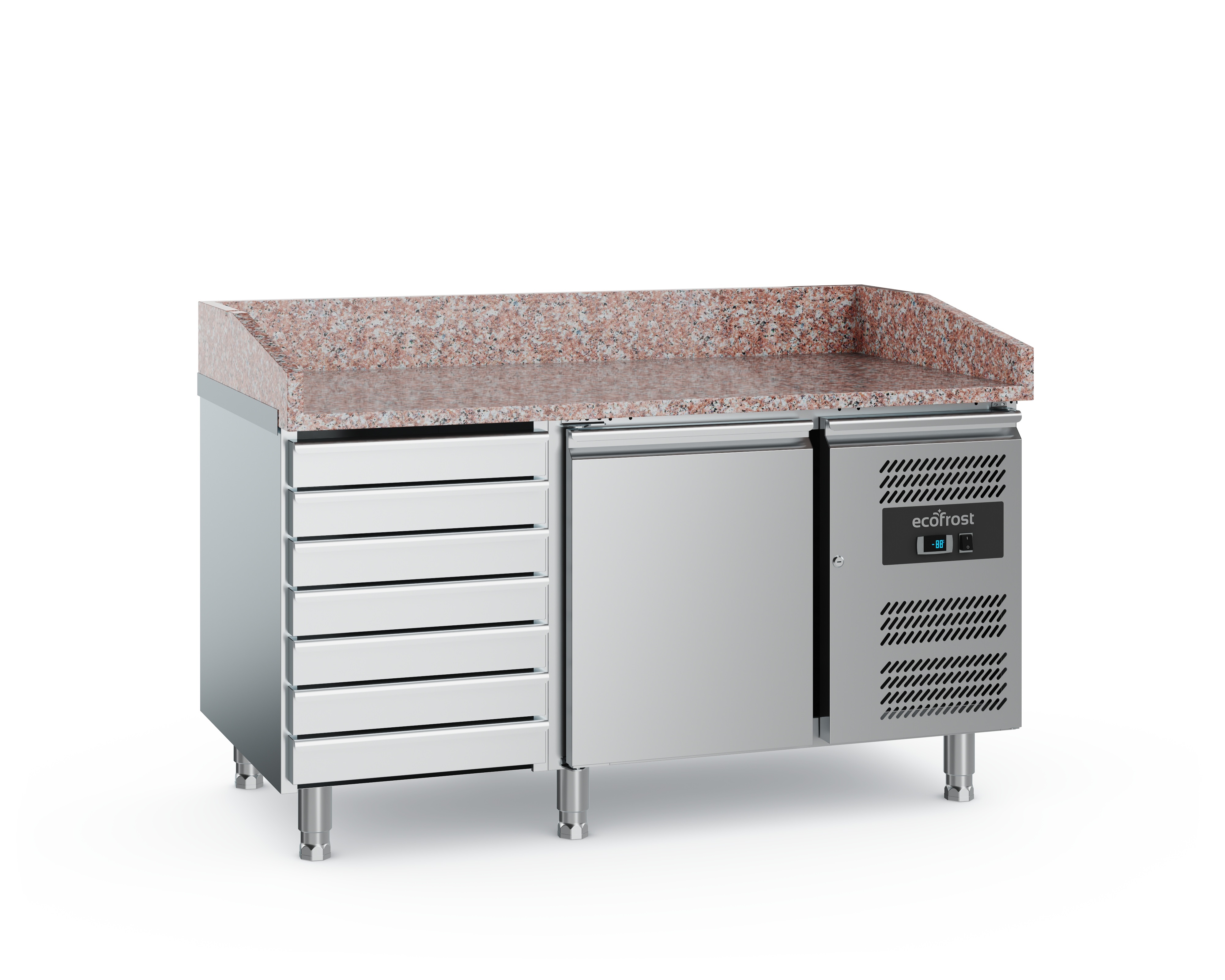 Ecofrost Pizzawerkbank 390 liter met 1 deur en 7 laden en zijkoeling