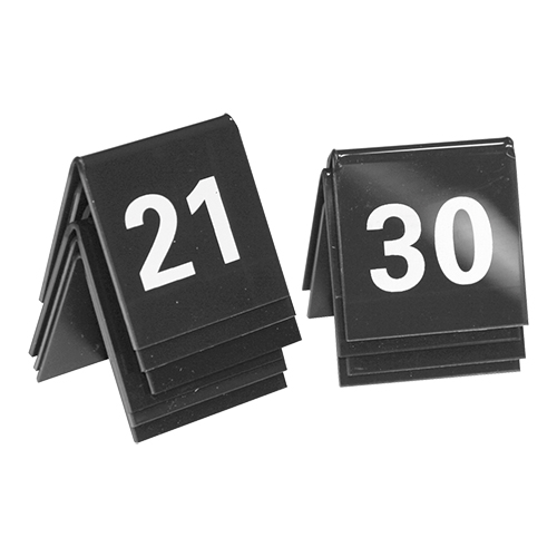 Tafelnummers - set nummers 21-30 - zwart - 4 x 4 (h) cm