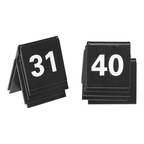 Tafelnummers set nummers 31-40 zwart 4 x 4 (h) cm