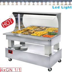 Diamond warm Bain-Marie wandbuffet 4x GN 1/1 wit hout