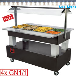 Diamond warm Bain-Marie buffet 4x GN 1/1 wenge hout