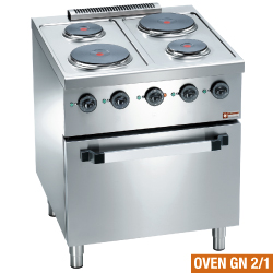 Diamond Elektrisch Fornuis met 4 platen op elektrische oven GN 2/1 - Base Line