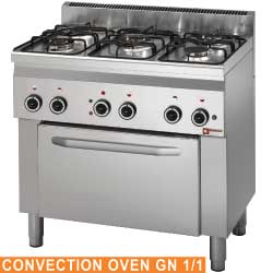 Diamond Gasfornuis met 5 branders en elektrische convectie oven 4x GN 1/1 - Base Line