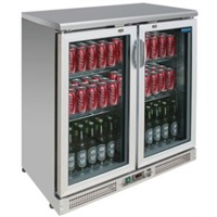 Polar Backbarkoeling 200 liter met 2 schuifdeuren zilver