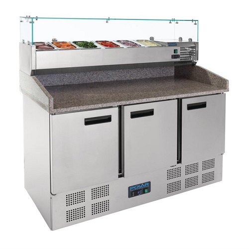 Polar Pizza/Sandwich Prepair Counter 368 liter met 3 deuren