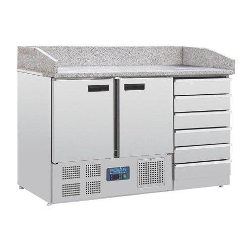 Polar Pizza counter 257 liter met 2 deuren en deeglades