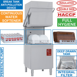 Diamond Vaatwasmachine doorschuiver "full hygiene" met doorlopende ontharder mand 50 x 50 cm