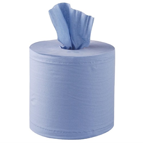 Jantex Centrefeed Handdoekrollen 2 laags blauw 6 stuks