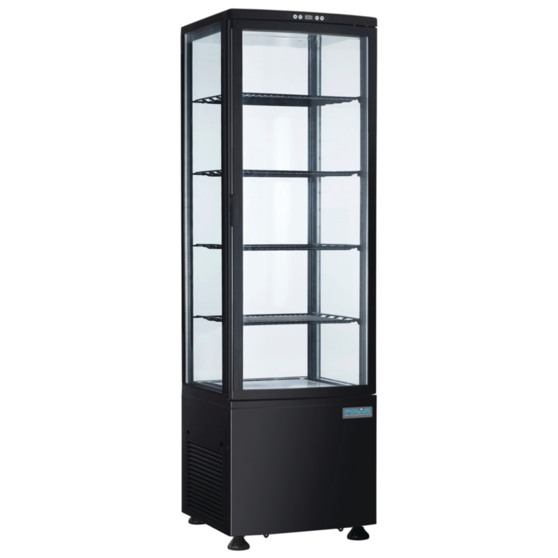 Polar Koelvitrine 235 liter met gebogen glasdeur zwart