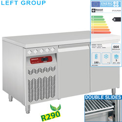 Diamond geventileerde Koeltafel 260 liter met 2 deuren GN 1/1 groep aan linkerkant