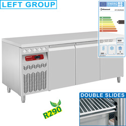 Diamond geventileerde Koeltafel 405 liter met 3 deuren GN 1/1 groep aan linkerkant