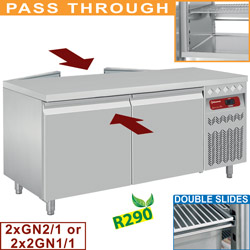 Diamond geventileerde Koeltafel 365 liter 2 x 2 GN 2/1 deuren Pass Through