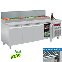 Diamond geventileerde Koeltafel 550 liter met 4 deuren GN 1/1 & gekoelde structuur