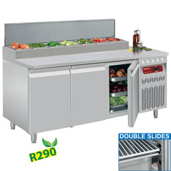 Diamond geventileerde Koeltafel 405 liter met 3 deuren GN 1/1 & gekoelde structuur