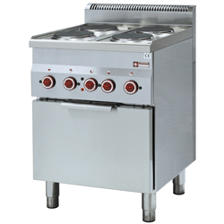 Diamond Fornuis met 4 kookplaten en elektrische convectie oven GN 2/3 - Pro 600