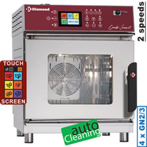 Diamond Elektrische Stoom Convectie Oven 4x GN 2/3 met Touch Screen en Auto Cleaning
