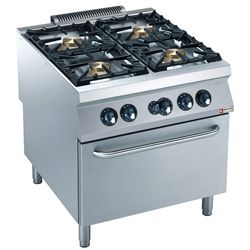 Diamond "POWER" Gasfornuis met 4 branders en gasoven GN 2/1  - Maxima 2200