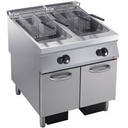 Diamond Friteuse op gas met 2 kuipen "Y" op meubel 23 liter buitenkant branders - Maxima 2200