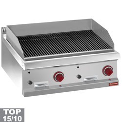 Diamond Lavasteengrill op gas met braadrooster in gietijzer dubbelzijdig - Top Optima 700