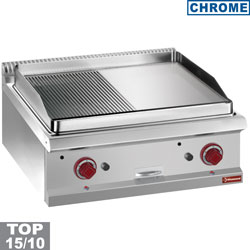 Diamond Bakplaat op gas 1/2 vlak 1/2 geribd hard verchroomd module 1/1