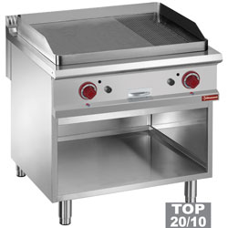 Diamond Bakplaat op gas 2/3 vlak 1/3 geribd module 1/1 op open kast