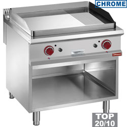 Diamond Bakplaat op gas 2/3 vlak 1/3 geribd verchroomd module 1/1 op open kast