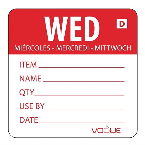 Vogue Weekdagen stickers Woensdag ROOD 250 stickers oplosbaar