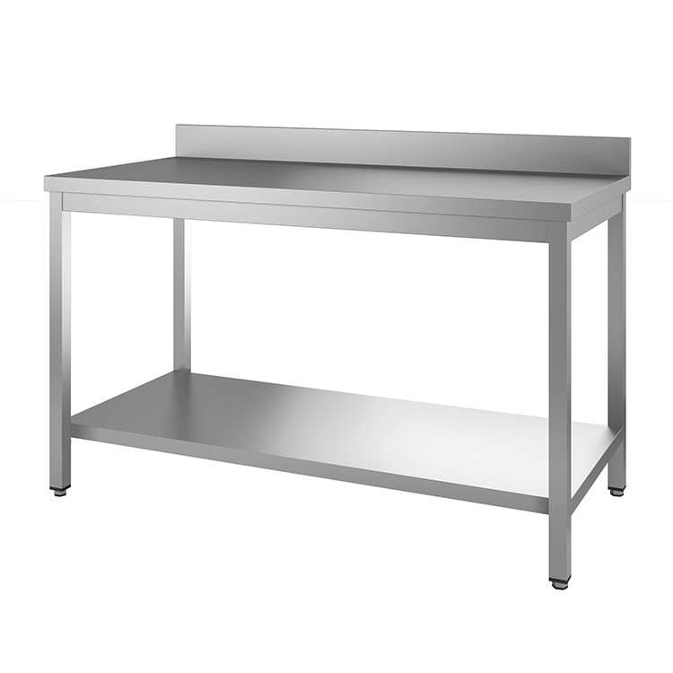 Gastro Inox Werktafel 200(l) cm met bodemschap en achteropstand