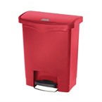 Rubbermaid Slim Jim Pedaalemmer 30 liter rood met pedaal aan voorzijde