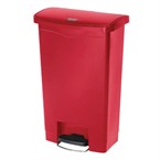 Rubbermaid Slim Jim Pedaalemmer 50 liter rood met pedaal aan voorzijde