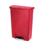 Rubbermaid Slim Jim Pedaalemmer 90 liter rood met pedaal aan voorzijde