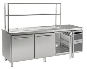 Gram Gastro K 2408 D Saladiére met 3 deuren 865 liter doorgeef werkbank GN 2/1 diep