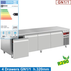 Diamond gekoeld Onderstel met 4 laden GN 1/1 - 20(h) cm