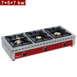 Diamond Brander op gas 3 branders tafelmodel 7+5+7kW